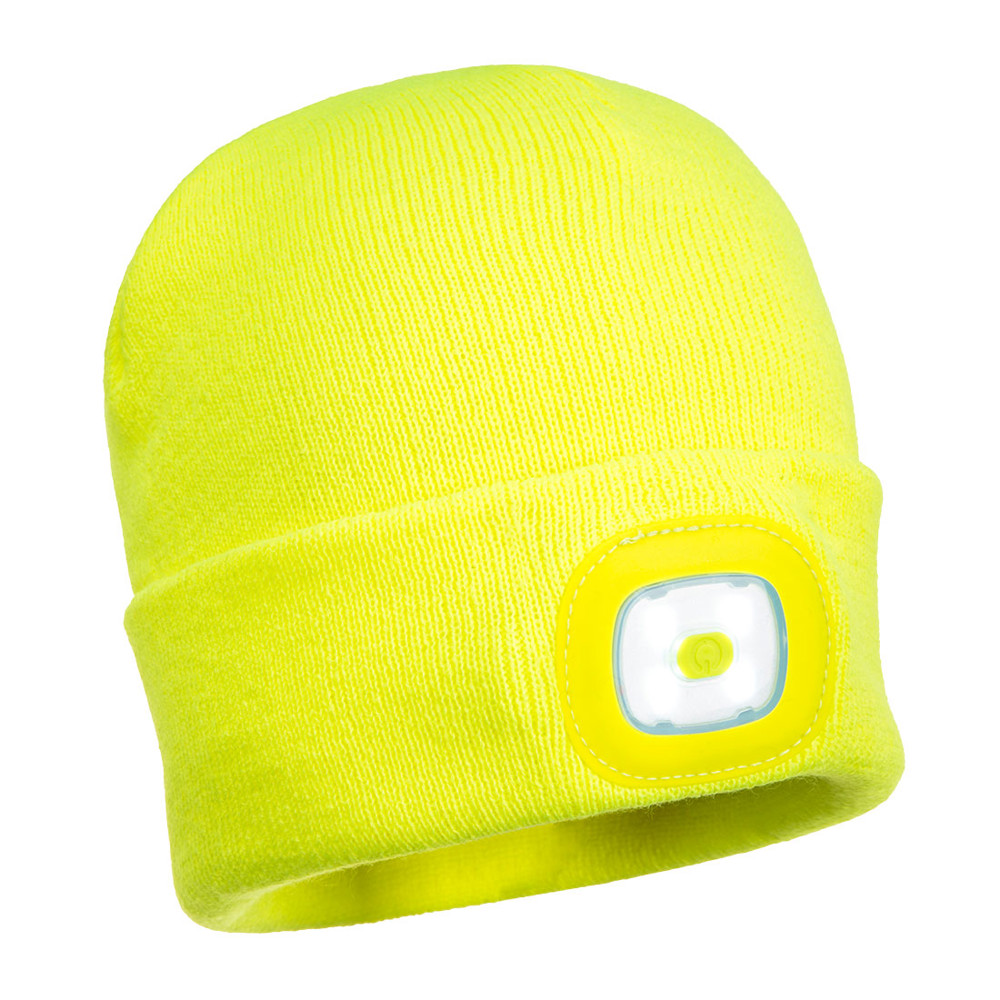 Beanie USB Oplaadbare LED Hoofdlamp - Yellow