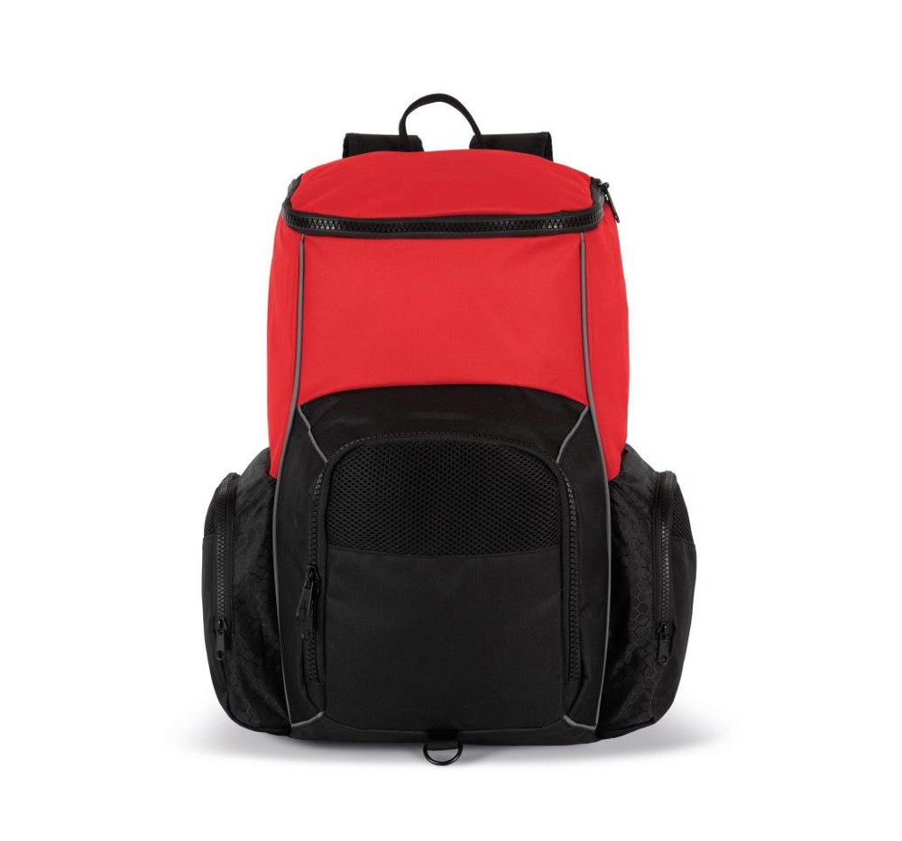 Gerecycleerde en sportrugzak met vak voor spulletjes - red/black