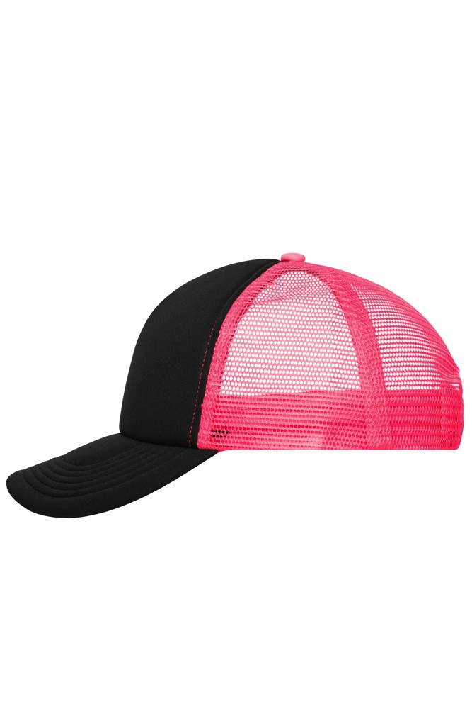 5 Panel Polyester Mesh Cap - black/neon pink