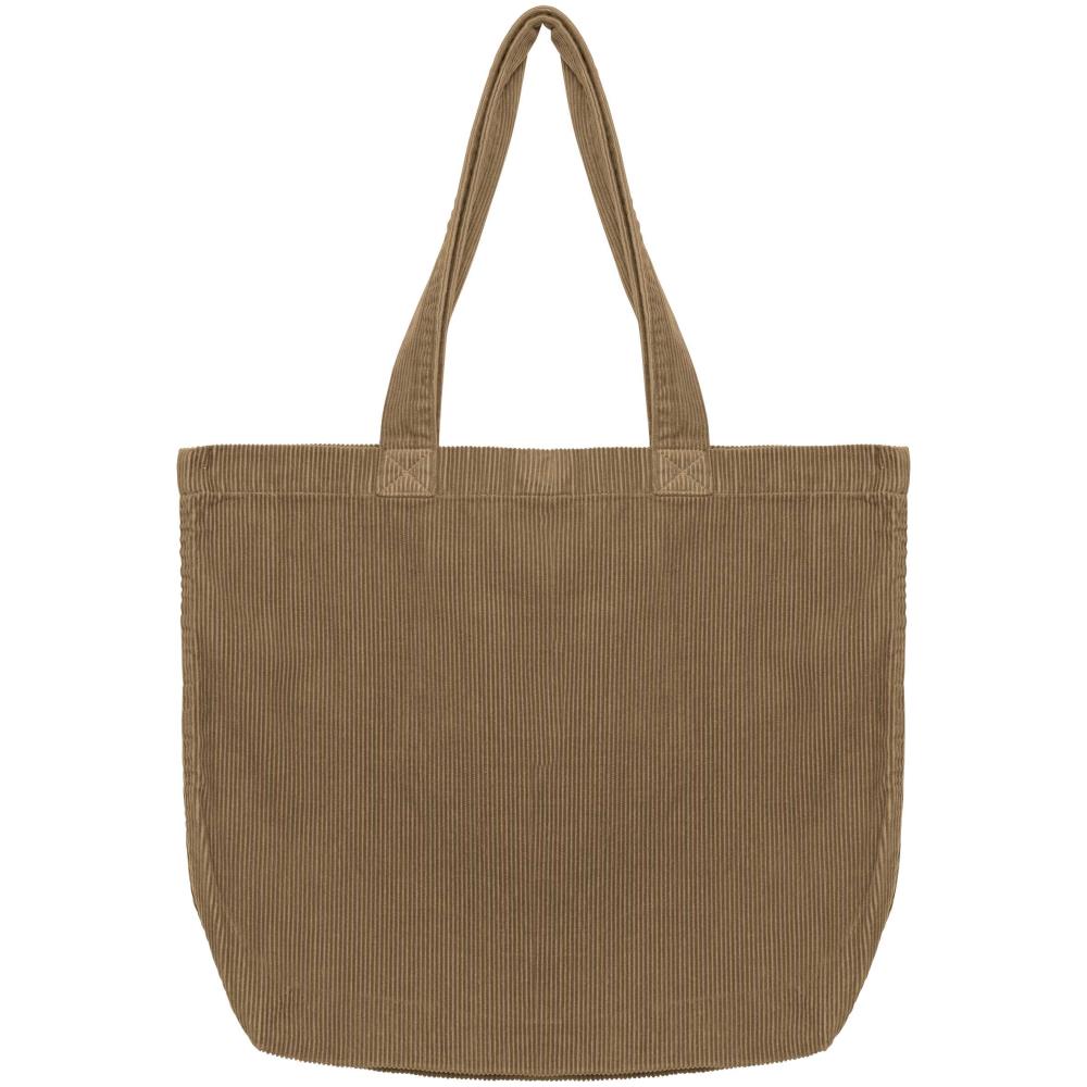 Ecologische verwassen tas van ribfluweel - washed dark camel
