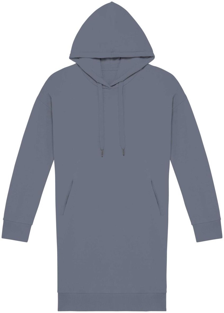 Ecologische sweaterjurk met capuchon - mineral grey