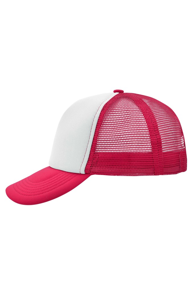 5 Panel Polyester Mesh Cap - white/magenta