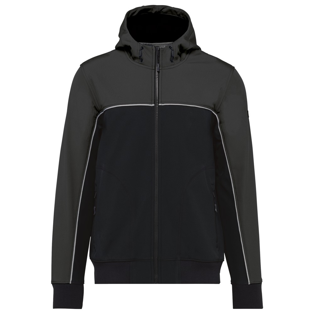 3-laags unisex softshelljas in twee kleuren - black/dark grey