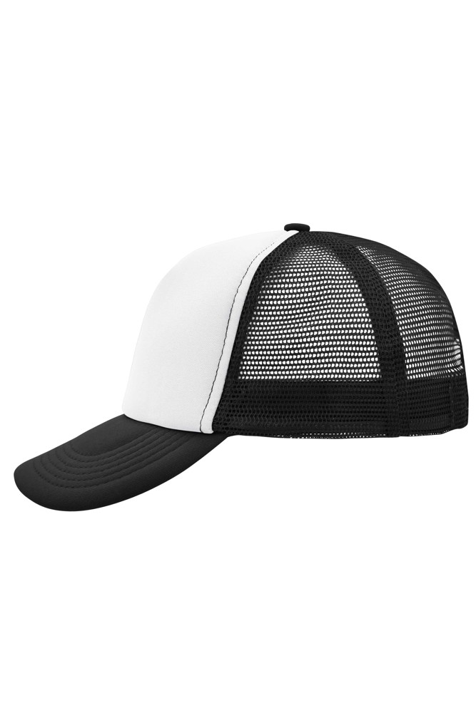 5 Panel Polyester Mesh Cap - White/Black