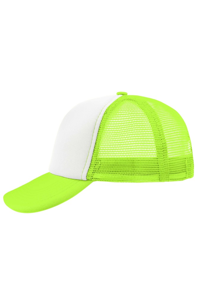 5 Panel Polyester Mesh Cap - white/neon yellow