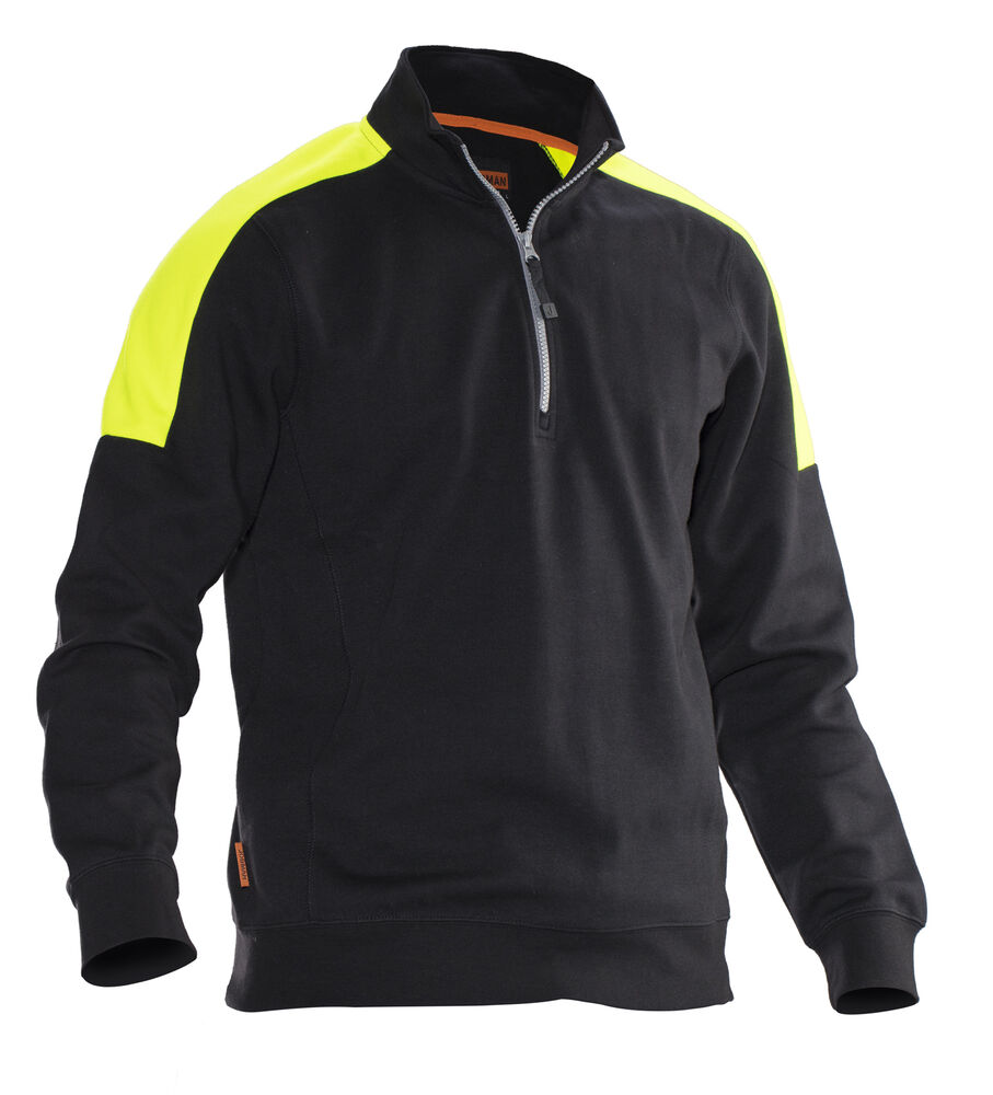 Jobman - 5401 Halfzip Sweatshirt Wit/Zwart 4XL