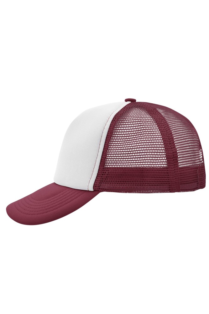 5 Panel Polyester Mesh Cap - white/burgundy