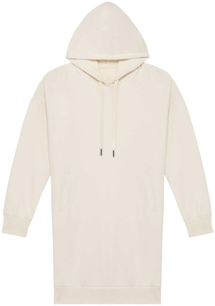 Ecologische sweaterjurk met capuchon - Ivory