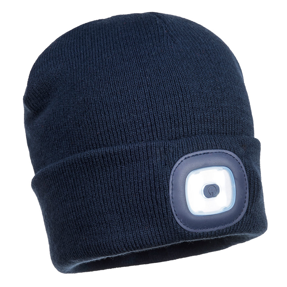 Beanie USB Oplaadbare LED Hoofdlamp - Navy