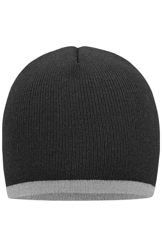Beanie with Contrasting Border - grey melange/light grey melange
