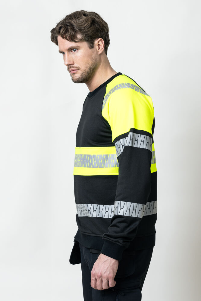 Jobman - 5224 Sweatshirt Hi-Vis Zwart/Geel XS