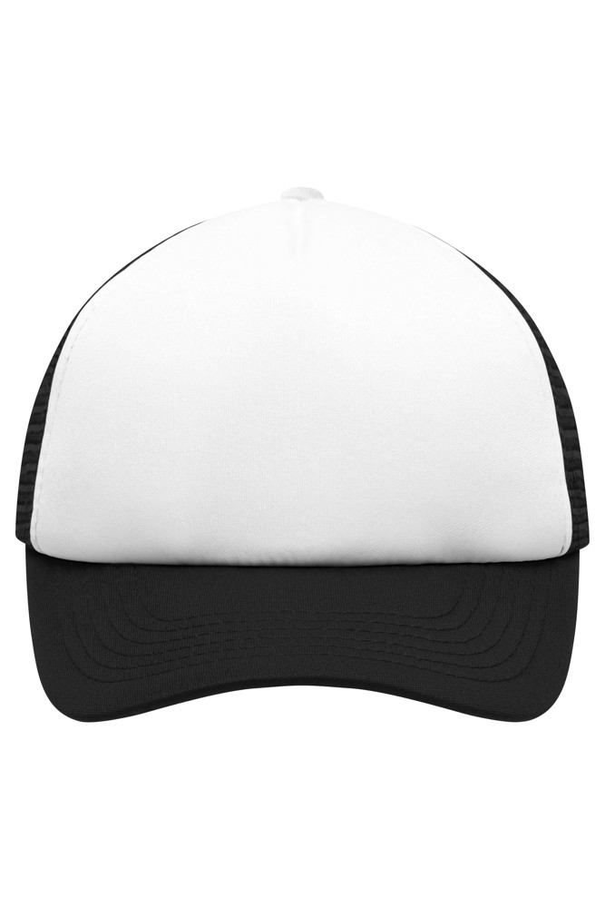 5 Panel Polyester Mesh Cap for Kids - White/Black