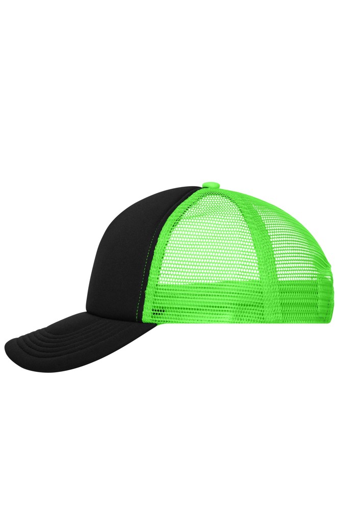 5 Panel Polyester Mesh Cap - black/neon green