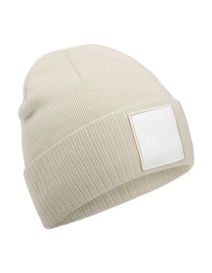 Appliqué Patch Beanie - oatmeal/white