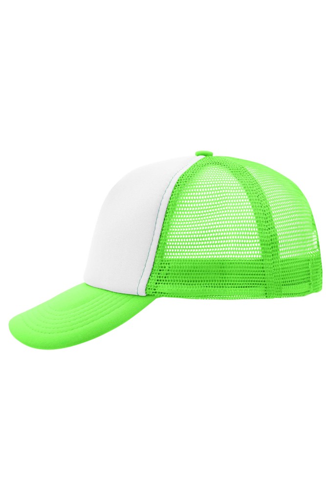 5 Panel Polyester Mesh Cap - white/neon green