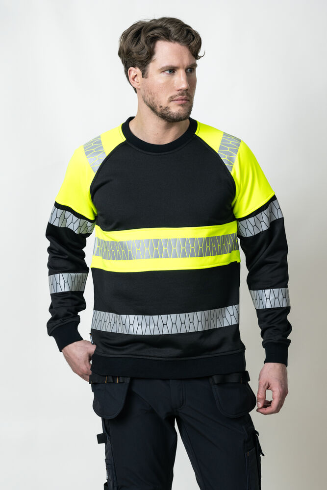 Jobman - 5224 Sweatshirt Hi-Vis Zwart/Geel XS