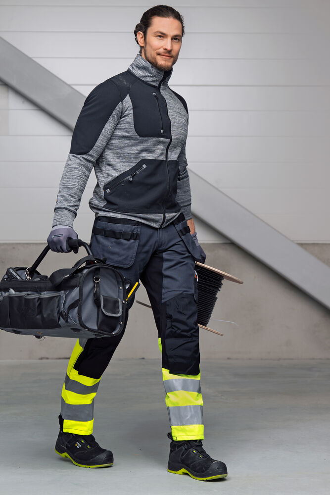 Jobman - 2134 Hi-Vis Stretch Trousers Core HP Wit/Geel C150
