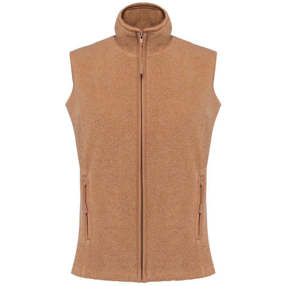 Bodywarmer van microfleece dames - camel heather