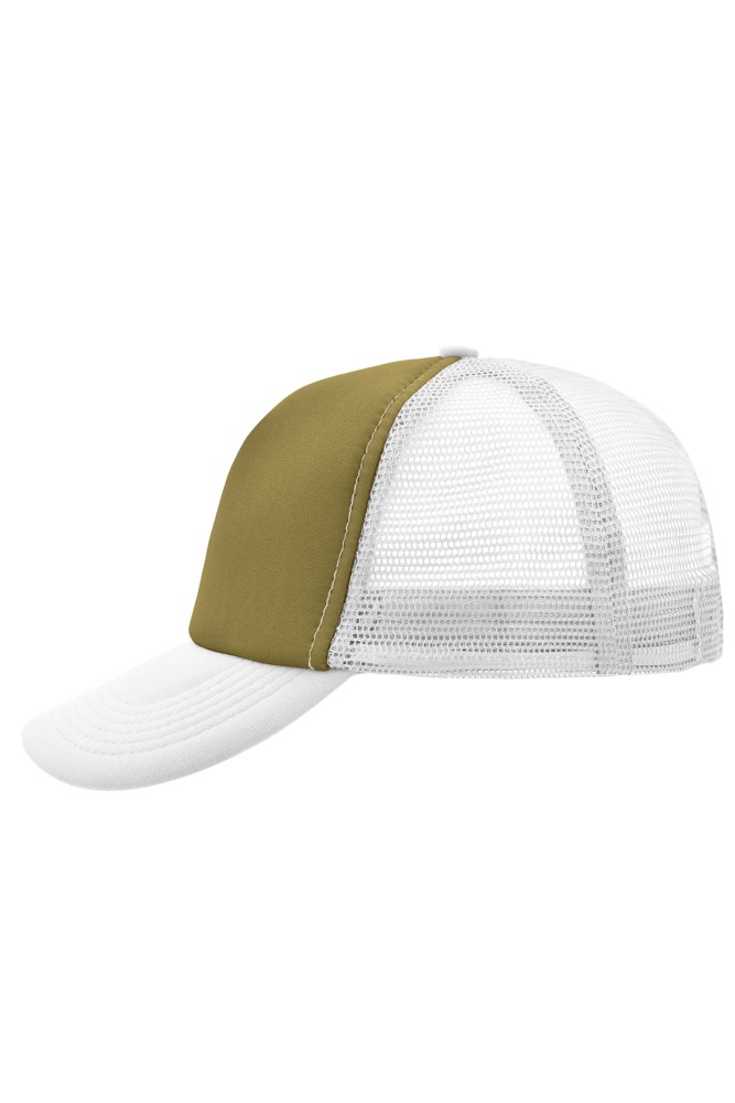 5 Panel Polyester Mesh Cap - olive/white