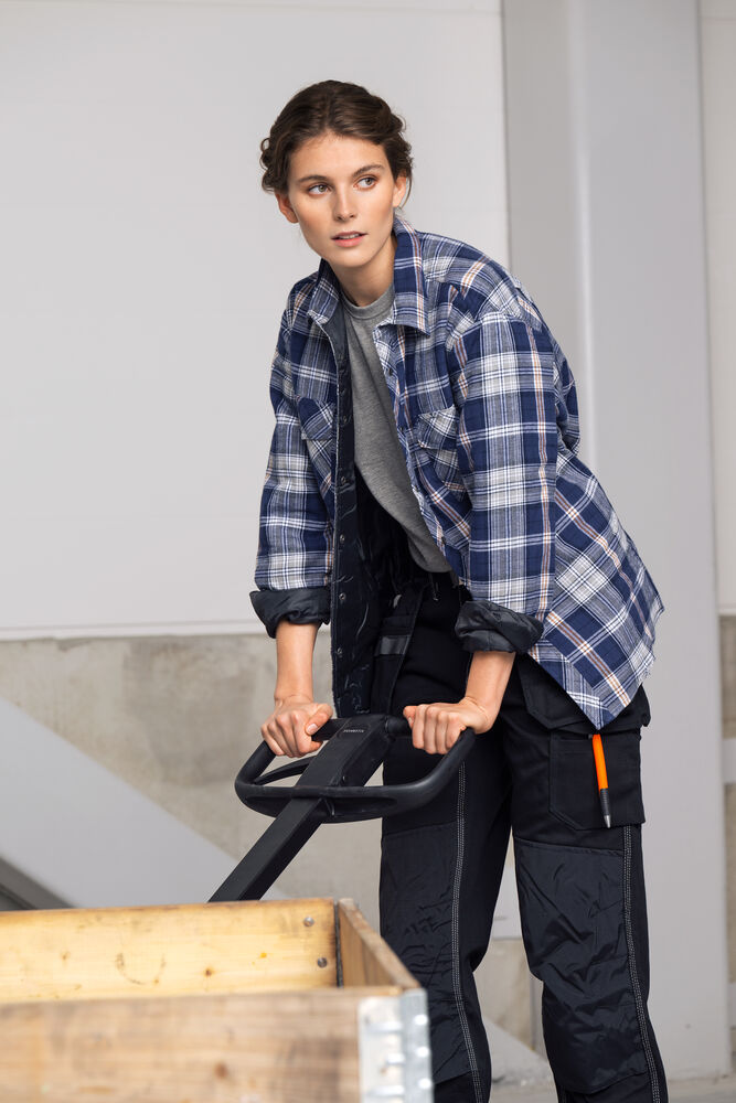 Jobman - 5157 Flannel Shirt Lined Navy/Grijs XXL
