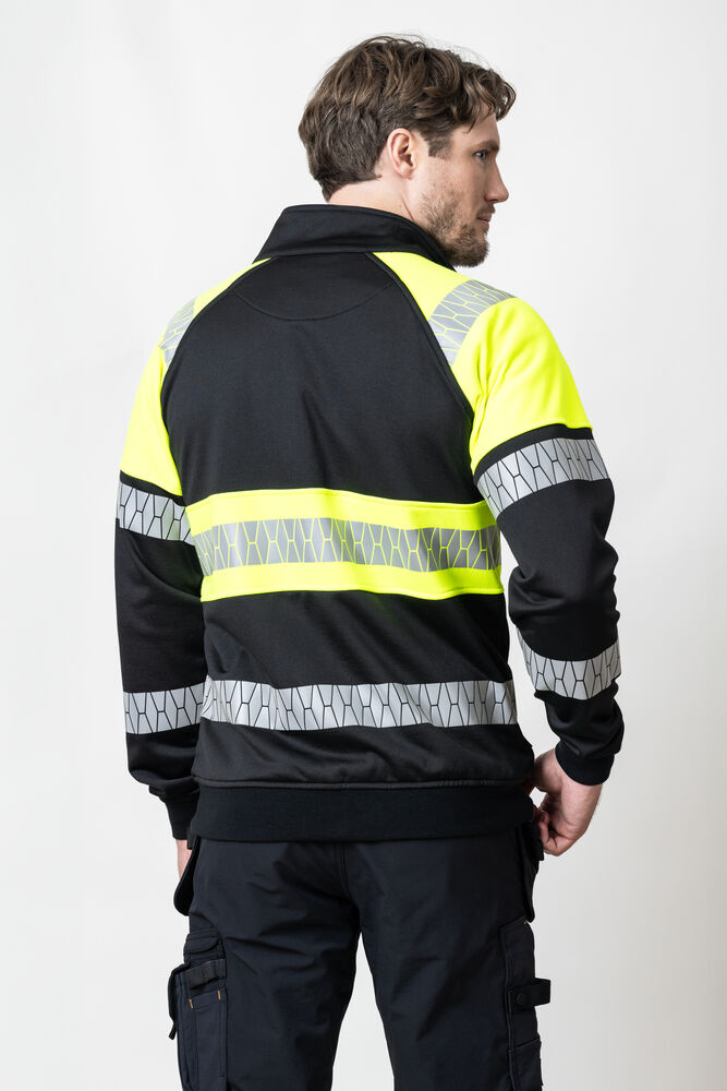 Jobman - 5225 Sweatshirt Full-Zip Hi-Vis Zwart/Geel M