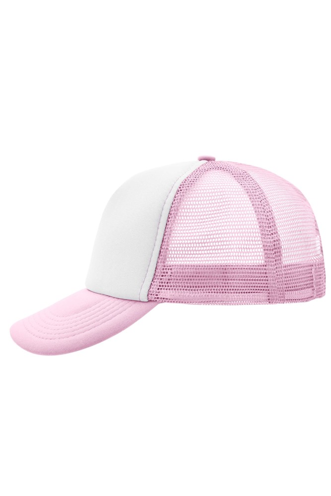 5 Panel Polyester Mesh Cap - white/baby pink