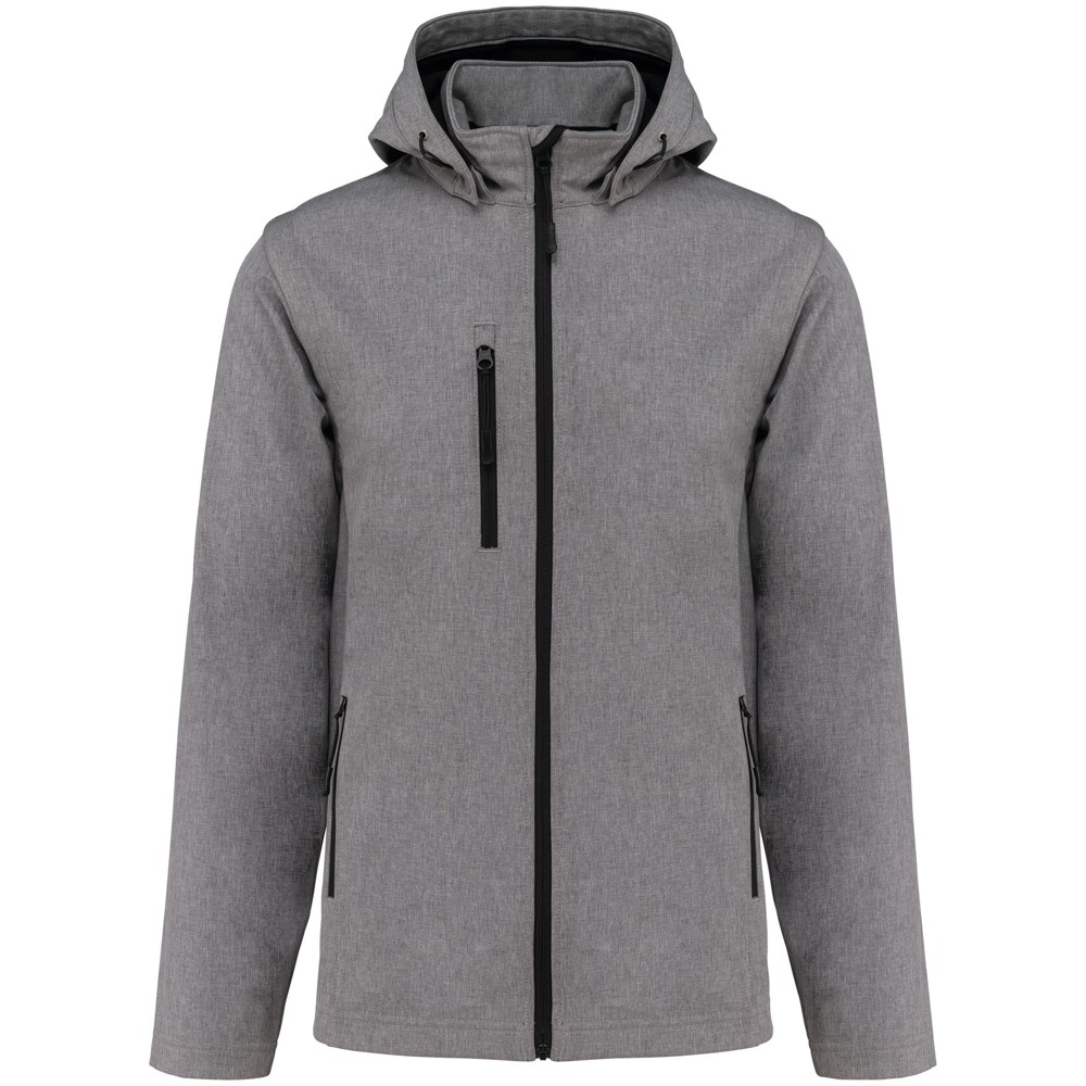 3-laagse uniseks softshelljas met afneembare capuchon en mouwen - Marl Grey