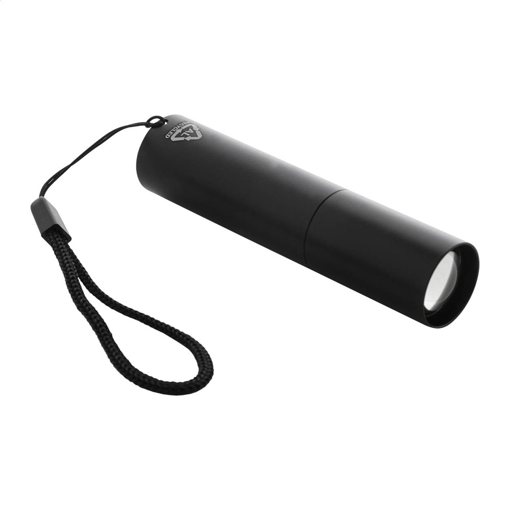 Chargelight Tone - oplaadbare zaklamp van gerecycled aluminium - Zwart