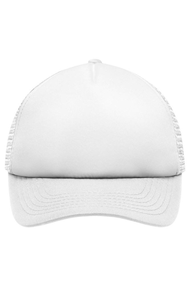 5 Panel Polyester Mesh Cap for Kids - white/white