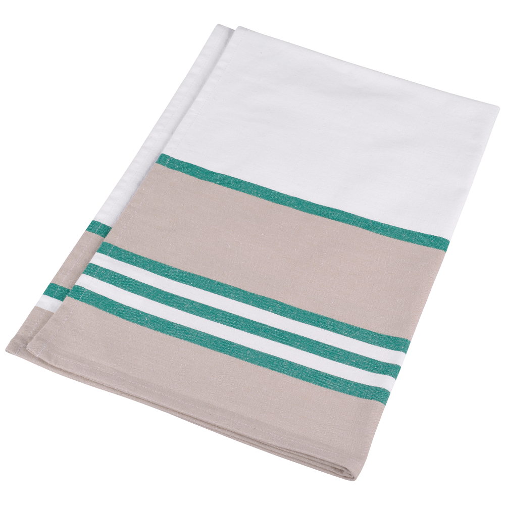K130 - Gestreepte theedoek - White / Kelly Green
