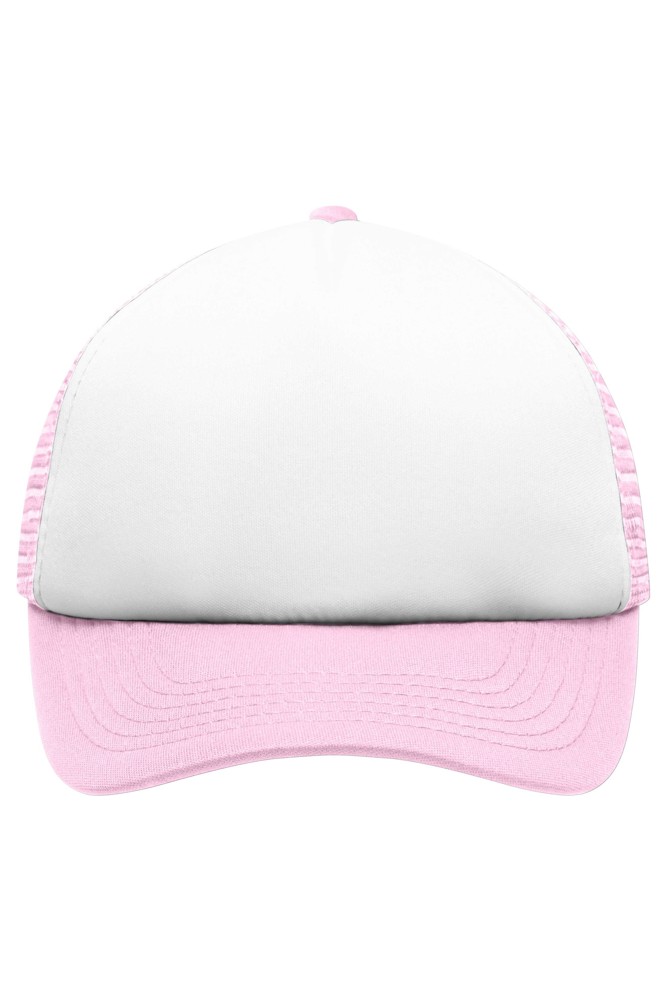 5 Panel Polyester Mesh Cap for Kids - white/baby pink