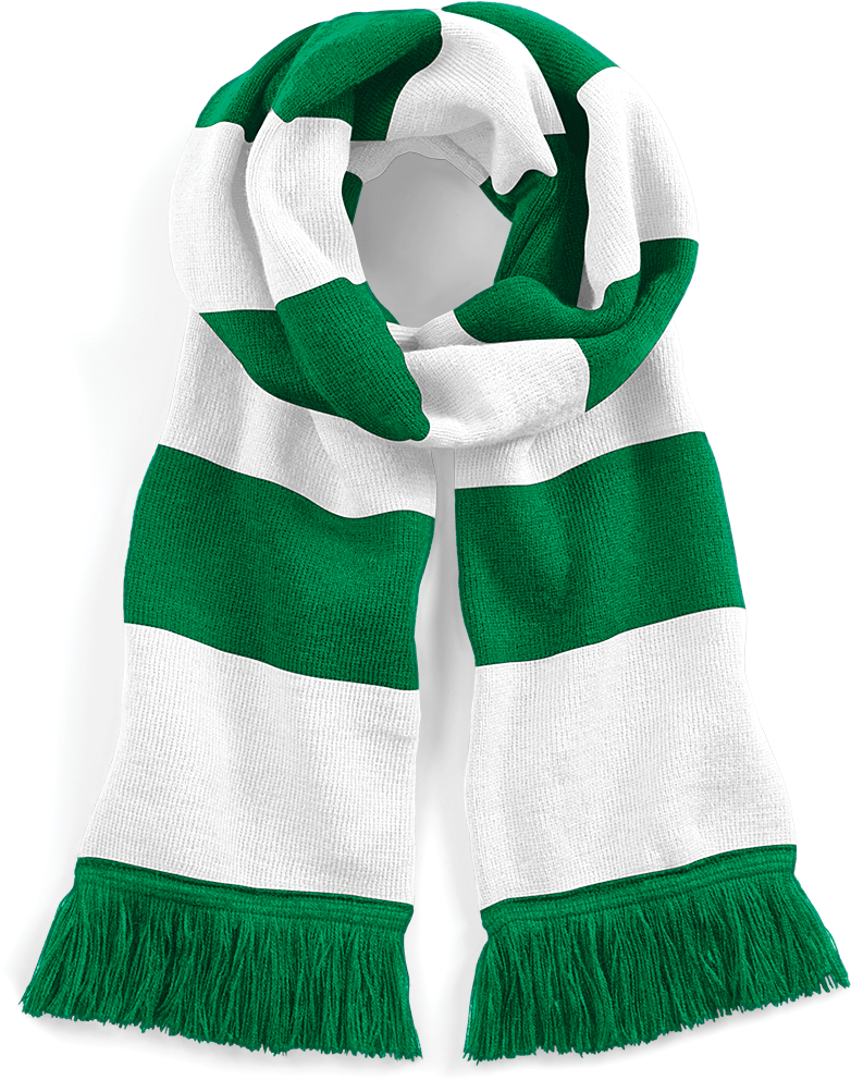 B479 - Gestreepte sjaal Stadium - Kelly Green / White