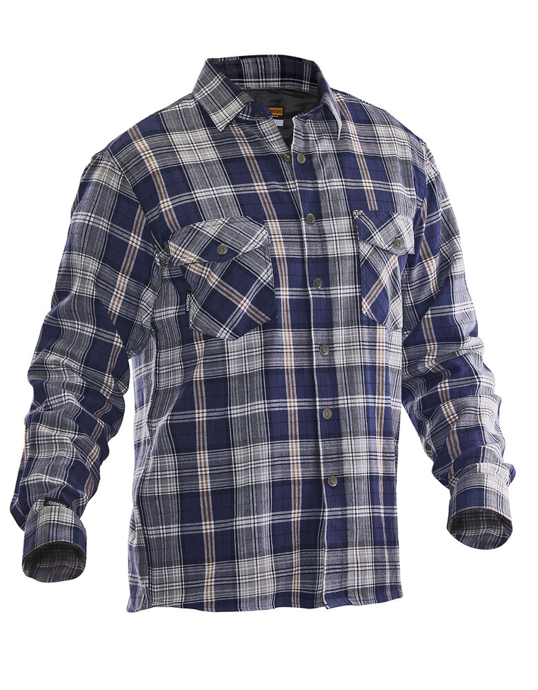Jobman - 5157 Flannel Shirt Lined Navy/Grijs XXL