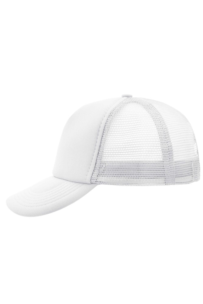 5 Panel Polyester Mesh Cap - White